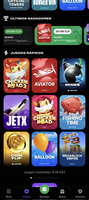 Juegos rápidos con Chicken Road 2, Aviator y Mines en Lucky Star desde el celular